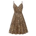 thumbnail image 1 of HKEJIAOI Robes Décontractées Soldes Liquidation Robe Fleurie pour Femmes Rétro Femmes Été Décontractée Imprimé Floral Sans Manches Mode Col en V Robe de Soirée Jaune, 1 of 3