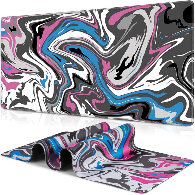 Fluid Pattern Gaming Mouse Pad - 35.4x15.7inch Large Extended Computer Mouse Mat, Full Desk Mousepad for Gaming, Office, Home, Non-Slip Rubber Base