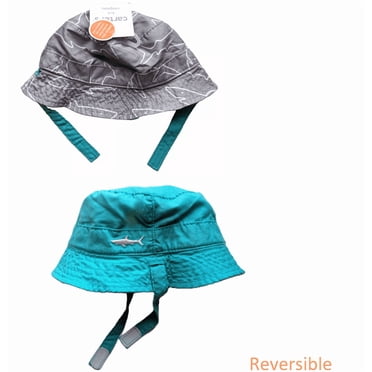 Carter's Baby Toddler Boys Sun Hat Reversible Bucket Sunhat SHARK Print UPF 50+ Protection 12-24 Months