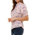 thumbnail image 4 of INSPIRE CHIC Women's Short Sleeve Ruffle Trim Neck Floral Print Blouses, 4 of 6