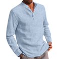 thumbnail image 2 of PENGXIANG Men Solid  Neck Shirt Loose Long Sleeve Blouse, 2 of 4