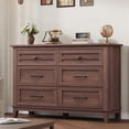thumbnail image 1 of AKDSteel Rustic Modern Wide Dresser with 6 Drawers – Sturdy MDF Storage Cabinet with Unique Drawer Design, Suitable for Bedroom, Living Room & Hallway, 1 of 7
