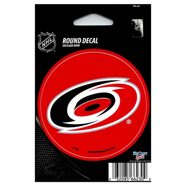 Carolina Hurricanes Autocollant Décalque Rond en Vinyle Wincraft de 3 Pouces sous Licence Intérieur/extérieur