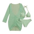 thumbnail image 4 of EGNMCR Bikini Set Women's Solid Bikini Strap Bikini Deep V Split Swimsuit Set Three-piece Swimming Suit, 4 of 9