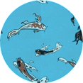thumbnail image 1 of Ahgly Tapis Rond Lavable en Machine Intérieur Transitionnel Turquoise Foncé Vert, 6 Pieds Rond, 1 of 7