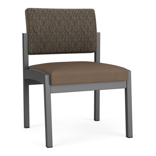 Lenox Steel Reception Armless Guest Chair / Charcoal Steel / Brown / Brown