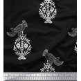 thumbnail image 1 of Soimoi Poly Georgette Fabric Leaves,Bird & Floral Block Print Fabric by The Yard 52 Inch Wide, 1 of 3