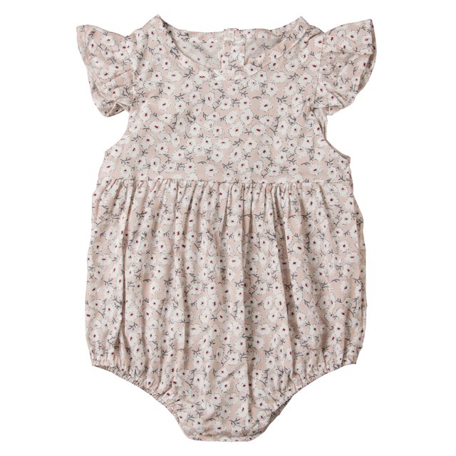 Xingqing Ensemble Classique à Manches à Volants Florales pour Nouveau-Né Fille avec Boutons au Dos Rond