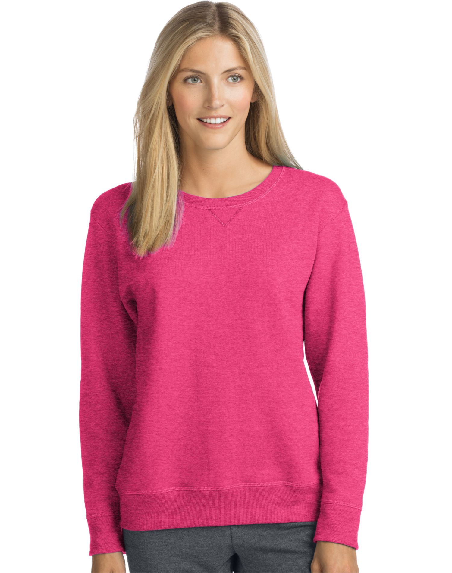 Hanes Womens ComfortSoft EcoSmart Crewneck Sweatshirt, 2XL, 2XL, Jazzberry Pink