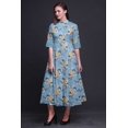 thumbnail image 4 of Bimba Floral Ladies Button Down Print Dress A-Line Cocktail Party Shirt Dress-Large, 4 of 5
