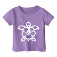 thumbnail image 3 of T-shirts Filles Mode Imprimé Tortue Col Rond Manches Courtes Décontractées Hauts Filles Violet 12-13 Ans, 3 of 3