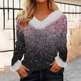thumbnail image 2 of Blouses pour Femmes, Blouses pour Femmes Mode, Chandail Ample pour Femmes à Manches Longues en Peluche à Col en V Blouses Mode, Blouses pour Femmes Mode, Hauts à Manches Longues pour Femmes, 2 of 5