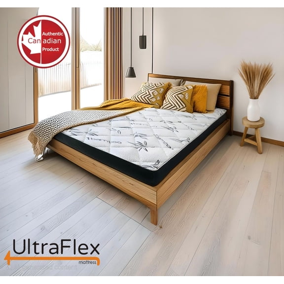 UltraFlex DreamEasy - Canadian-Made Medium Firm Gel Infused Comfort with Quilted Top, Pressure Relief, Cooling Technology, Bamboo Cover, CertiPUR-US® Certified Foam (Made in Canada)