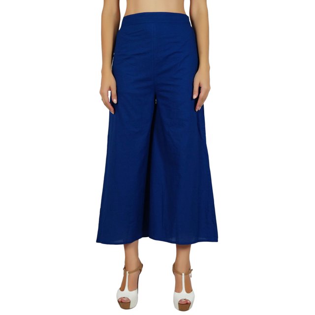 Bimba Women Flaired Rayon Plain Elastic Waist Wide Leg PalazzoCustom Pants