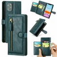 thumbnail image 1 of Kelvin Leather Flip Zipper Magnetic Wallet Phone Case Card Holder For iPhone 12 Pro Max (Cyan), 1 of 8
