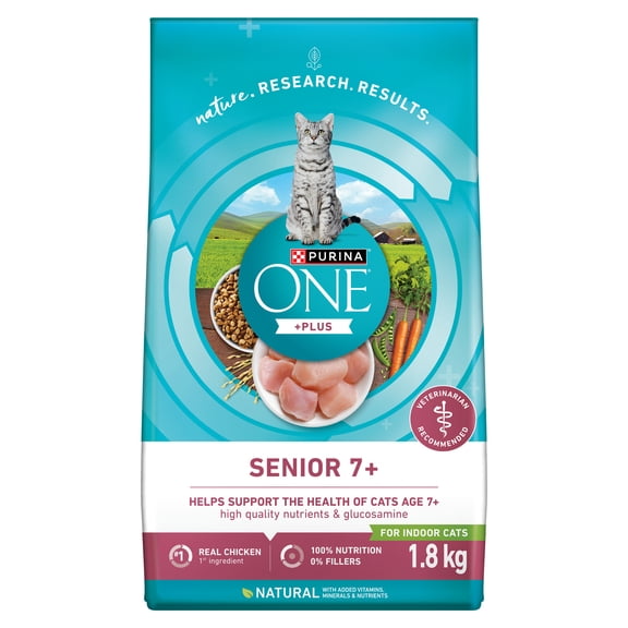 Purina ONE +Plus Chats Âgés 7+ Poulet, Nourriture Sèche pour Chats 1,8 kg