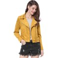 thumbnail image 2 of INSPIRE CHIC Veste Moto de Motard pour Femmes Courte en Faux Suède Doux à Fermeture Éclair, 2 of 2