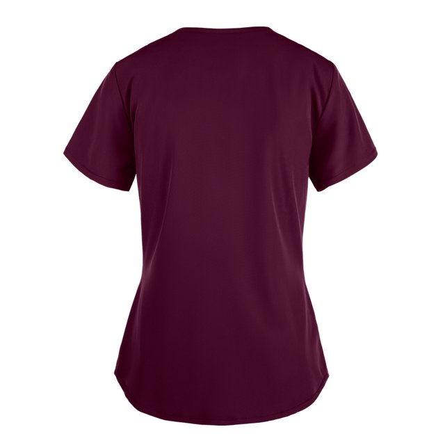 Heliisoer Women Short Tops Working Sleeve V-neck Uniform Solid Color Pocket Blouse