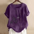 thumbnail image 5 of Chemise à Manches Longues pour Femmes Été Décontracté Col Rond Manches Courtes Imprimé Chemise Ample Hauts d'Été pour Femmes Coupe Ample Hauts à Manches Courtes pour Femmes, 5 of 5