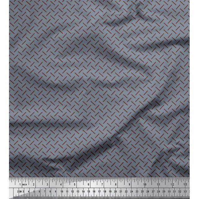 Soimoi Polyester Crepe Fabric Diagonal Line Geometric Printed Craft Fabric by The Yard 42 Inch Wide