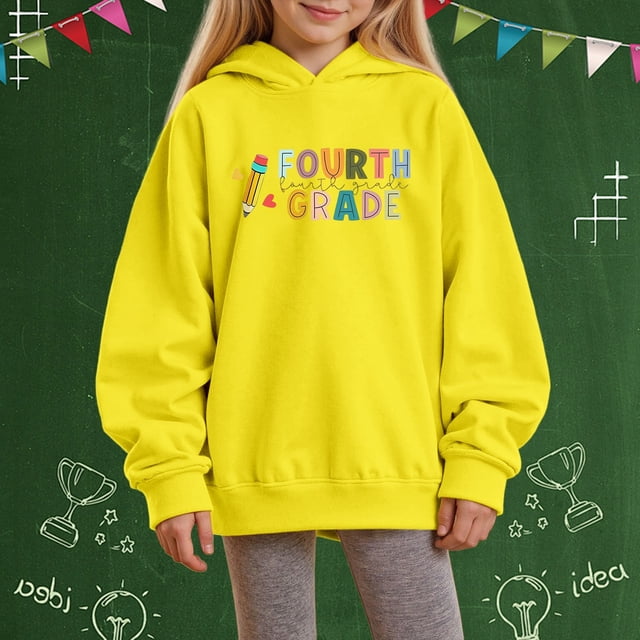 Chandail à Capuchon pour Adolescentes à Manches Longues Imprimé, Chandail à Col Rond pour Enfants, Hauts à Enfiler, Vêtements d'Automne, Chandail pour Filles 13-14 Ans