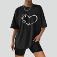 thumbnail image 2 of EQWLJWE Hauts d'Été pour Femmes Hauts pour Femmes Liquidation Mode Femme Uni Col Rond Imprimé T-Shirt à Manches Courtes Impression Blouse Ample Hauts, 2 of 5