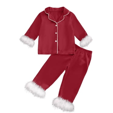 WEAIXIMIUNG Ensemble de Pyjama Décontracté Confortable Uni pour Enfants Chemise à Manches Longues Pantalon Deux Ensembles 4-5 Ans