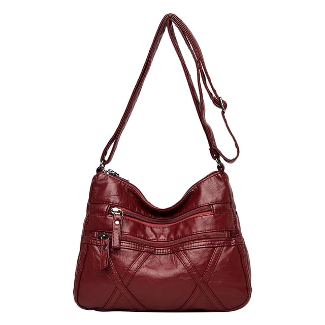 Soft Leather Shoulder Bag, Moms Bag, Ladies Multi Compartment Crossbody Bag, Large Capacity Soft Leather Bag
