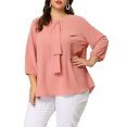 thumbnail image 1 of Agnes Orinda Women's Plus Size St. Patrick's Day Tops Work Round Neck Ruffle Chiffon Blouse Office Top 3X Pink, 1 of 7