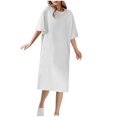 thumbnail image 1 of fatyb Robes d'Été 2025 pour Femmes Manches Courtes Décontractées Robes T-Shirt Col Rond Amples Unies Longues Robes, 1 of 6