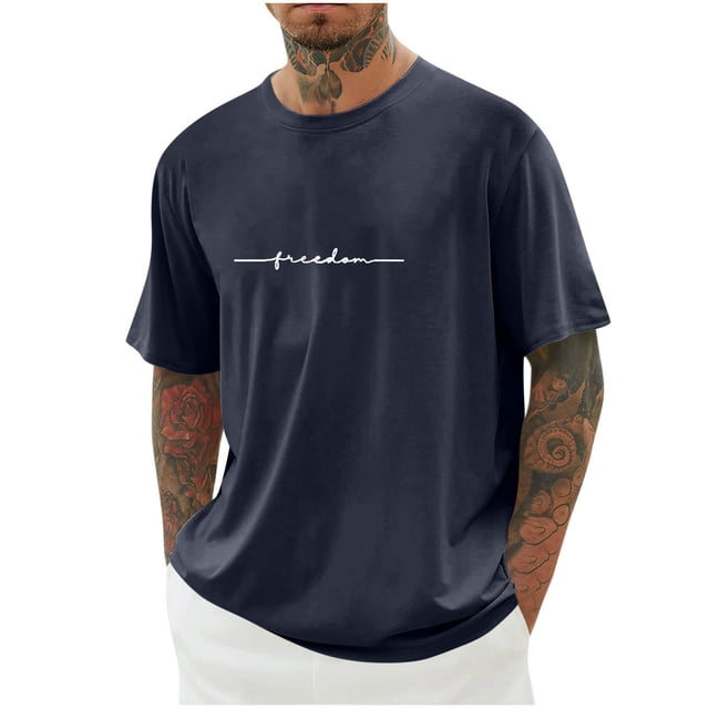 Chemises pour Hommes, Hommes Imprimé Col Rond Décontracté Mode Manches Courtes Blouses Col Rond Chemises