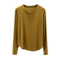 thumbnail image 1 of Haut de Pyjama en Modal pour Femmes 2025 Été T-Shirts à Col Rond Chandails à Manches Longues Coupe Décontractée Vêtement de Nuit Confort Tenue d'Intérieur Ultra Doux Chemise de Nuit Texturée, 1 of 4