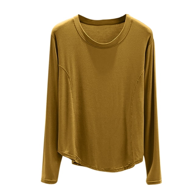 Haut de Pyjama en Modal pour Femmes 2025 Été T-Shirts à Col Rond Chandails à Manches Longues Coupe Décontractée Vêtement de Nuit Confort Tenue d'Intérieur Ultra Doux Chemise de Nuit Texturée