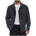 thumbnail image 2 of Lovzfmll Veste Décontractée pour Homme à Revers Cranté, Boutonnée devant, Détail de Poche, Gris Foncé, S, 2 of 9