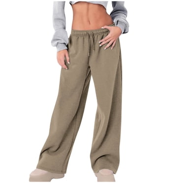 Erwazi Womens Wide Leg Sweatpants Casual Loose Solid Color Pants Comfy Lounge Joggers Baggy Sweatpants Pockets