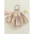 thumbnail image 4 of Faithtur Barboteuse pour Bébé Filles à Carreaux Col Rond Lanterne Manches Longues Combinaisons Automne Décontractée une-Pièce avec Bandeau, 4 of 9