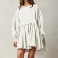 thumbnail image 3 of Pisexur Womens Oversized Sweatshirt Dress Crew Neck Long Sleeve Patchwork Fall Dress Pullover Tops Baggy Flowy Sweatshirt Mini Dress, 3 of 8