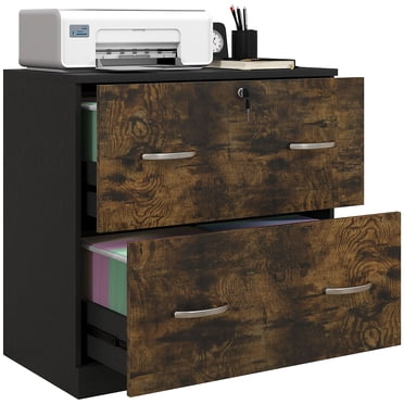 Vinsetto Filing Cabinet with 2 Drawers File Cabinet with Lock Rustic Brown