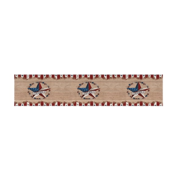 Chemin de Table pour la Fête de l'Indépendance Américaine avec Motif de Drapeau et d'Étoile en Tissu Polyester 70,87 Po x 12,99 Po pour Salle à Manger Ou Salon