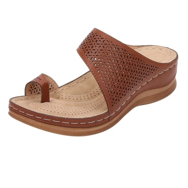 XZNGL Sandals Women Wedges for Women Flip Flops Women Retro Bohemian Style Hollow Wedge Sandals Women Flip-Flops Sandals