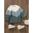 thumbnail image 3 of Faithtur Baby Knit Sweaters Cute Long Sleeve Round Neck Contrast Color Pullover Tops Toddler Sweatshirts, 3 of 9