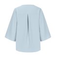 thumbnail image 3 of Timegard Tops for Women Petal 1/2 Sleeve Ruffle V-Neck Back Ruched Comfy Tee Summer Beach Casual Loose Top, 3 of 6