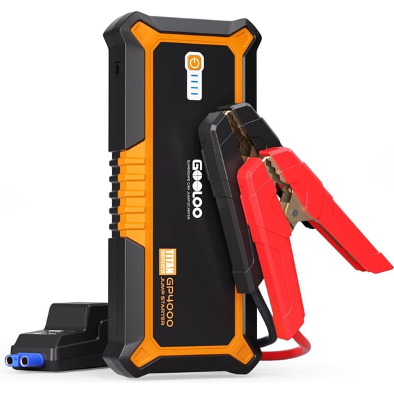 GOOLOO GP4000 Démarreur de Voiture, Boîte de Survolteur de Batterie Portable de Pointe 4000A pour Moteur Diesel jusqu'à 10,0 L Tout Essence, Bloc de Démarrage 12V Démarreur de Voiture SuperSafe
