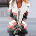 thumbnail image 2 of Womens Loose Fuzzy Fleece Gradient Lapel Single Breasted Buttons Jacket Hooded Coat, 2 of 6
