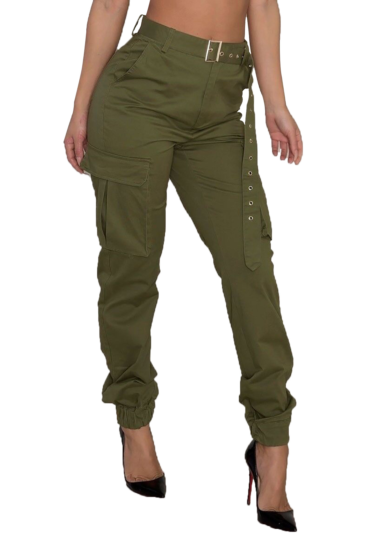 SUNSIOM Women Autumn Overalls, Solid-Color High Waist Cargo Pants with Pockets