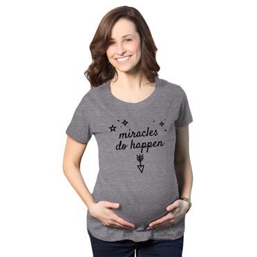 Maternity Miracles Do Happen Pregnancy T Shirt Inspirational Tee for Belly Bump (Dark Heather Grey) - M