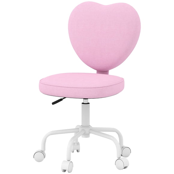 CoSoTower Heart Love Shaped Back Design Office Chair with Adjustable Height, Pink