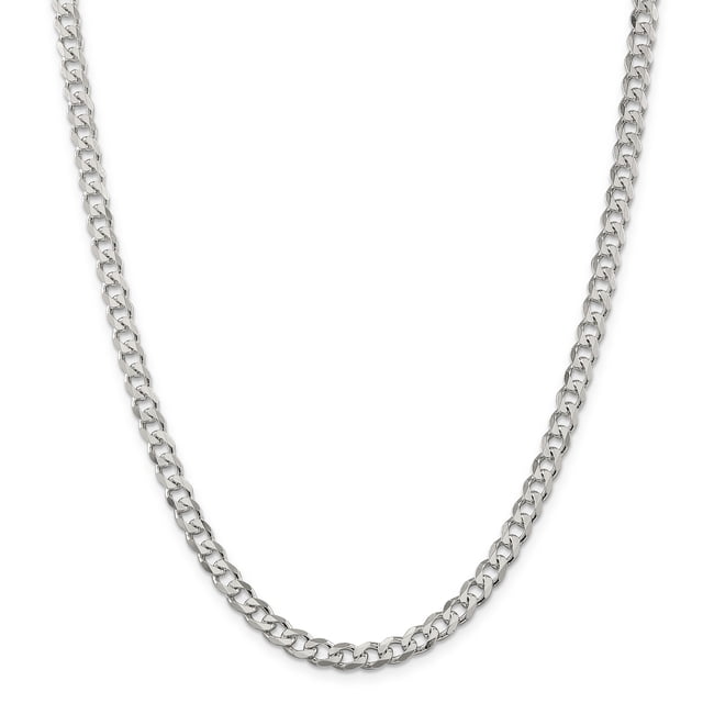 Sterling Silver 6mm Curb Chain (Weight: 32.27 Grams, Length: 26 Inches)