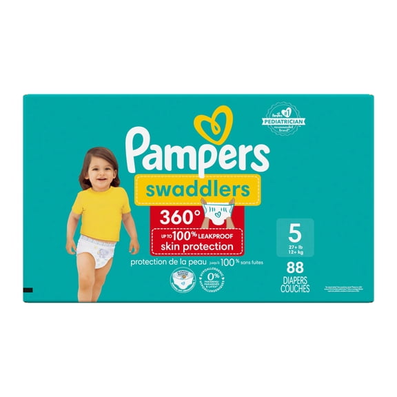 Pampers Swaddlers 360 Pull-On Diapers, Size 5 (27+ lbs), for up to 100% Leakproof Skin Protection