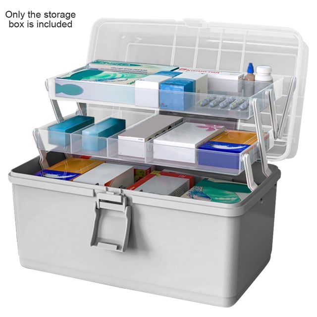 MesaSe Pill Storage Box 3-Layer Large Capacity Home Cosmetics Case Plastic Sundries Organizer Ordinary Style Pink